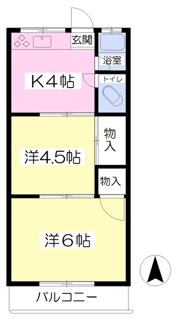 松山市空港通のアパートの間取り