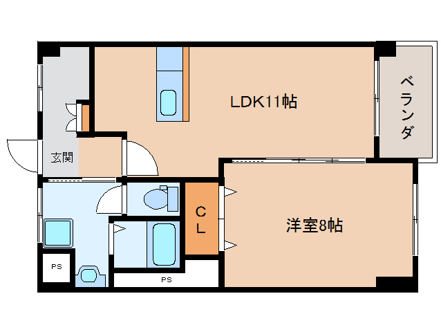 奈良市西大寺南町のマンションの間取り