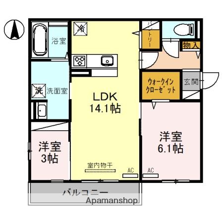 【大阪市住吉区墨江のアパートの間取り】