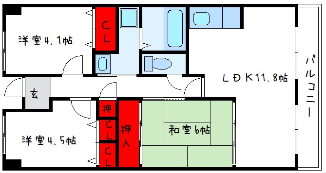 和泉市東阪本町のマンションの間取り