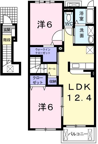 富里市七栄のアパートの間取り