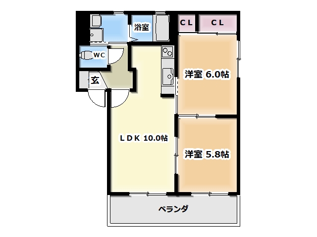 豊橋市柱九番町のアパートの間取り