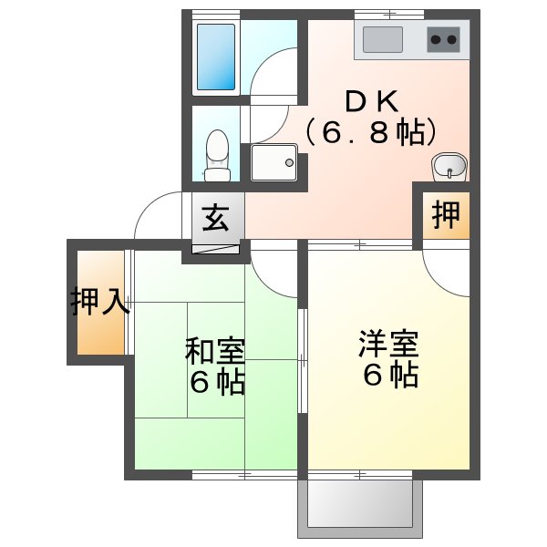 津市白塚町のアパートの間取り