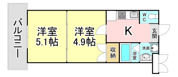 北九州市小倉北区京町のマンションの間取り