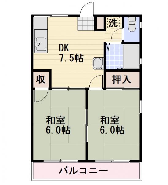 長野市大字上駒沢のアパートの間取り