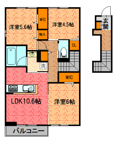 広島市安佐南区大塚西のアパートの間取り