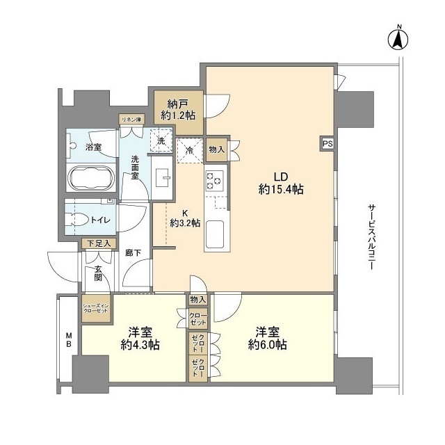 横浜市神奈川区鶴屋町のマンションの間取り