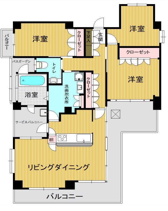 神戸市兵庫区上沢通のマンションの間取り