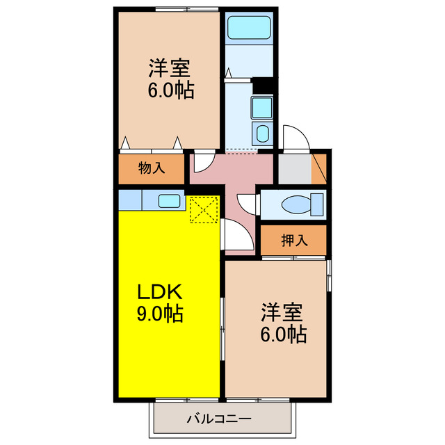 長崎市田中町のアパートの間取り