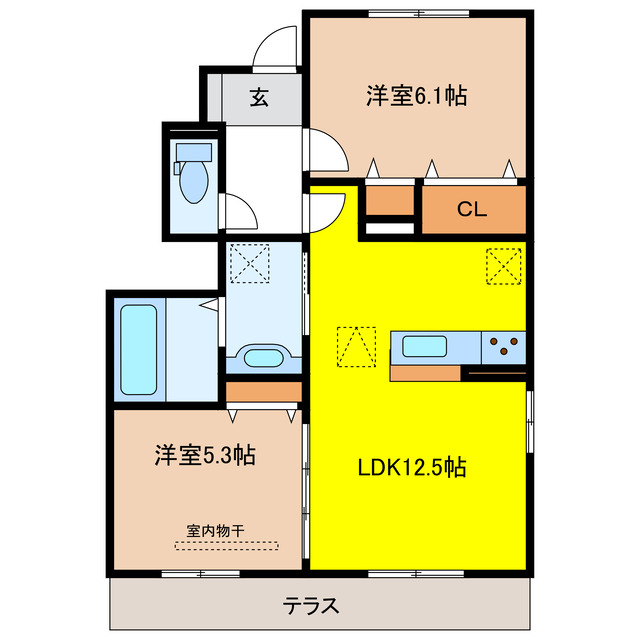 岐阜市茜部新所のアパートの間取り