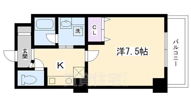 京都市左京区一乗寺清水町のマンションの間取り