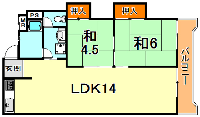 神戸市東灘区魚崎南町のマンションの間取り