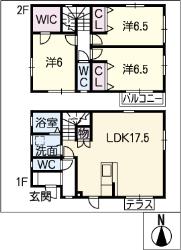 【水田様戸建賃貸住宅A棟の間取り】