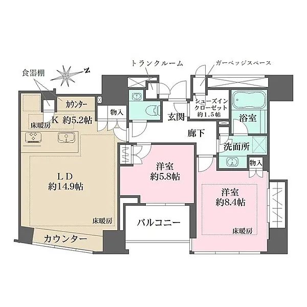 千代田区三番町のマンションの間取り