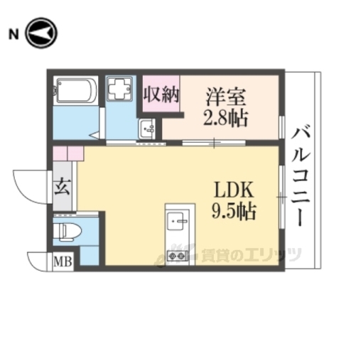 宇治市広野町のアパートの間取り