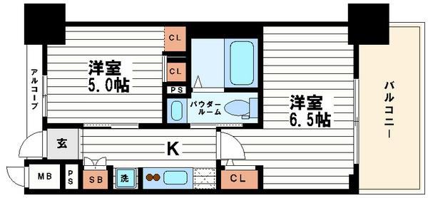 エステムプラザ心斎橋EASTIVブランディアの間取り