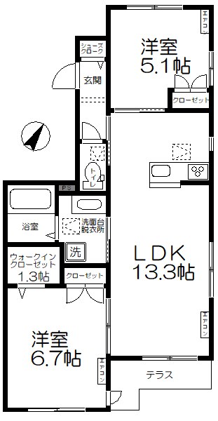 メゾン梛（メゾンナギ）の間取り