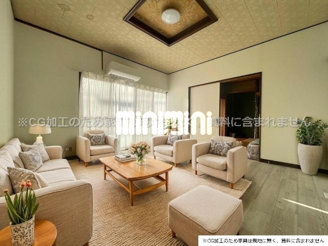 居室・リビング　※ＣＧ加工のため家具は現地になく、賃料に含まれません。