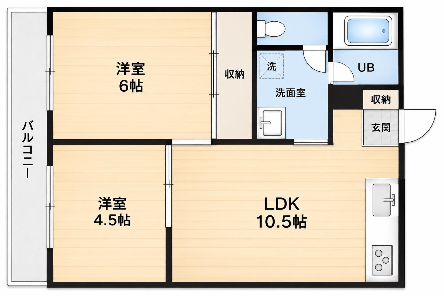 ＪＲ鳴門線 鳴門駅 徒歩6分 2階建 築36年の間取り写真