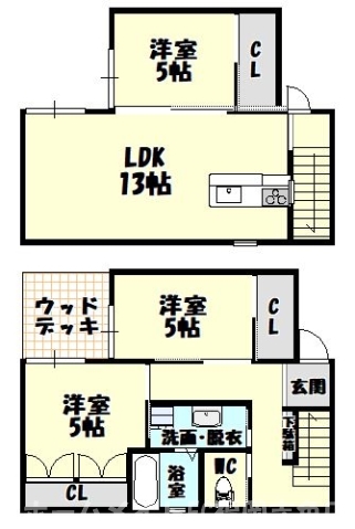 ＪＲ香椎線 須恵中央駅 2階建 築19年の間取り写真