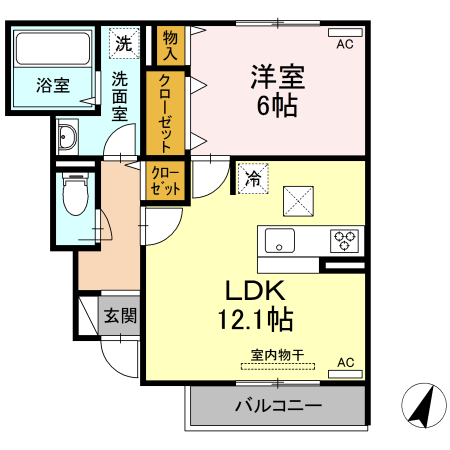 福山市神村町のアパートの間取り