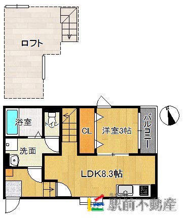 筑紫野市二日市中央のアパートの間取り