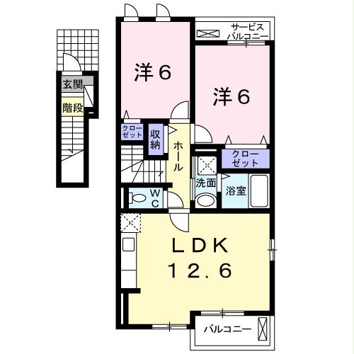 福知山市石原のアパートの間取り