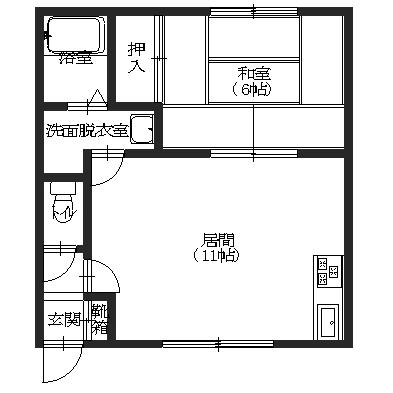 函館市五稜郭町のアパートの間取り