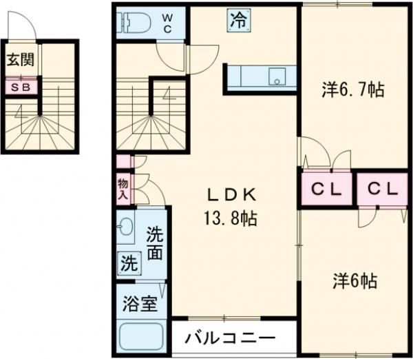 東京都足立区加平１（アパート）の賃貸物件の間取り