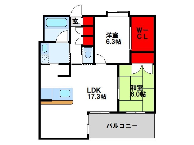 北九州市戸畑区天神のマンションの間取り