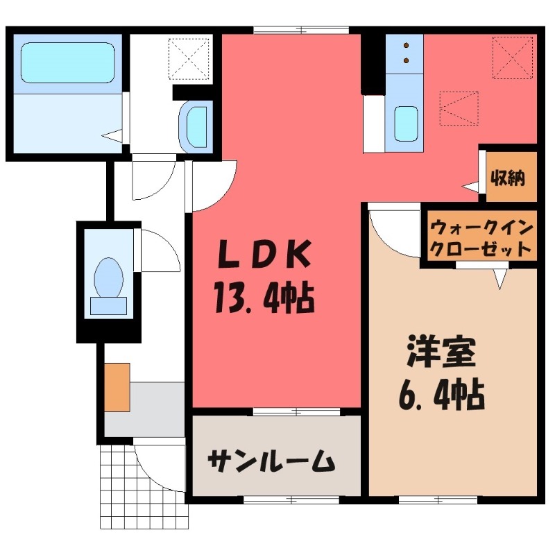 鹿沼市茂呂のアパートの間取り