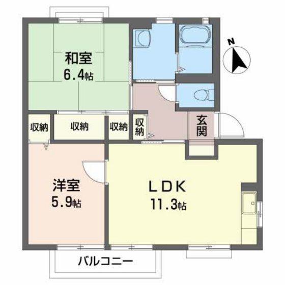 郡山市新屋敷のアパートの間取り