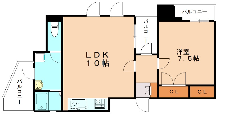 【北九州市小倉北区馬借のマンションの間取り】