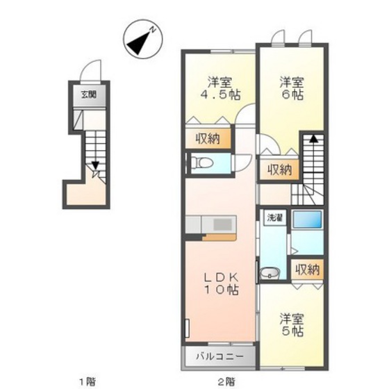 【広島市東区馬木のアパートの間取り】