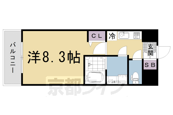 京都市下京区西七条比輪田町のマンションの間取り