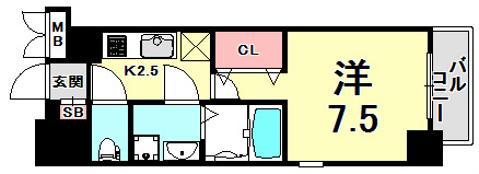 【神戸市中央区花隈町のマンションの間取り】