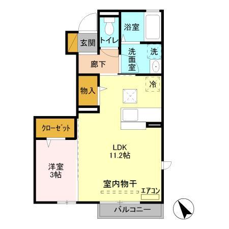 水戸市開江町のアパートの間取り