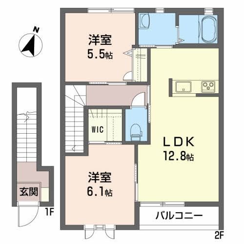 郡山市喜久田町のアパートの間取り