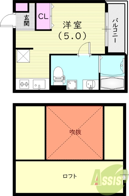 尼崎市西本町のアパートの間取り