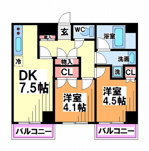 国立市富士見台のマンションの間取り