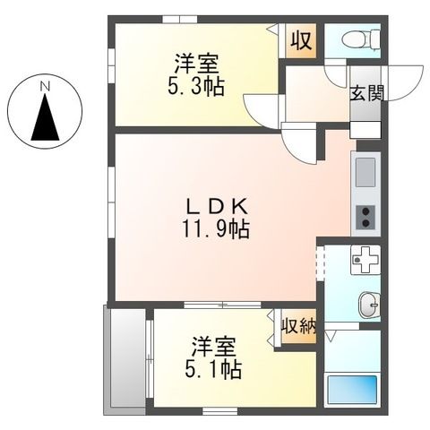 鎌倉市長谷のマンションの間取り