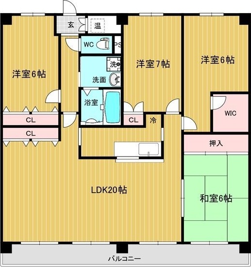 加古川市加古川町粟津のマンションの間取り