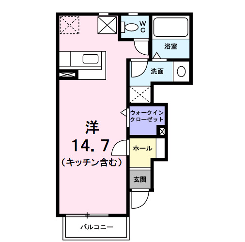 甲府市徳行のアパートの間取り