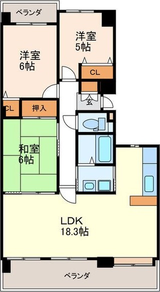 名古屋市守山区小幡のマンションの間取り