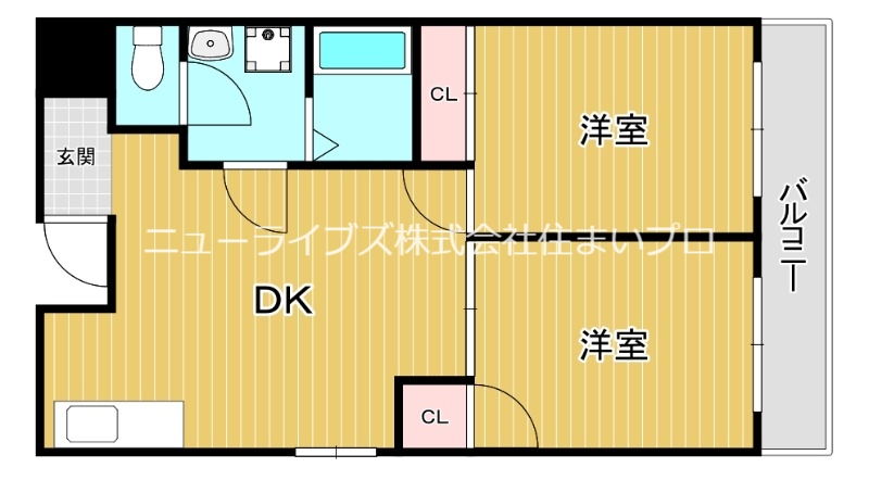 門真市幸福町のマンションの間取り