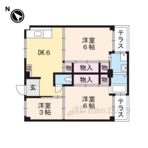 宇治市大久保町のマンションの間取り