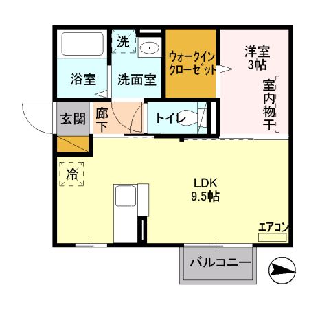 新潟市西区五十嵐２の町のアパートの間取り