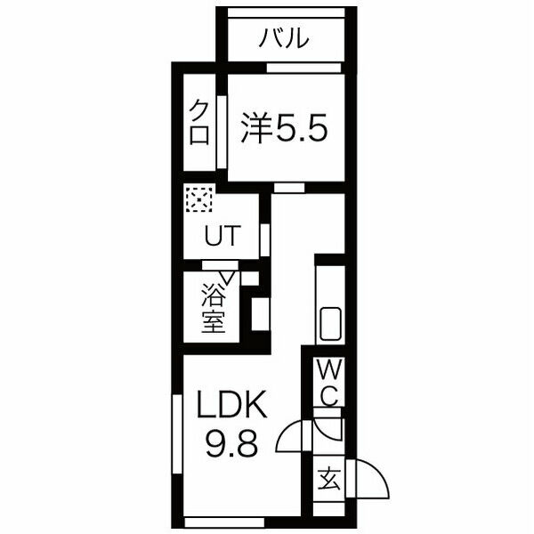 札幌市中央区南二十一条西のアパートの間取り