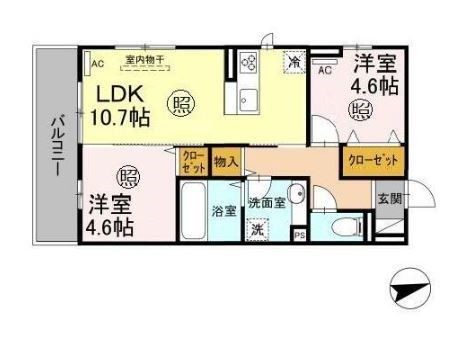 北九州市門司区大里戸ノ上のアパートの間取り