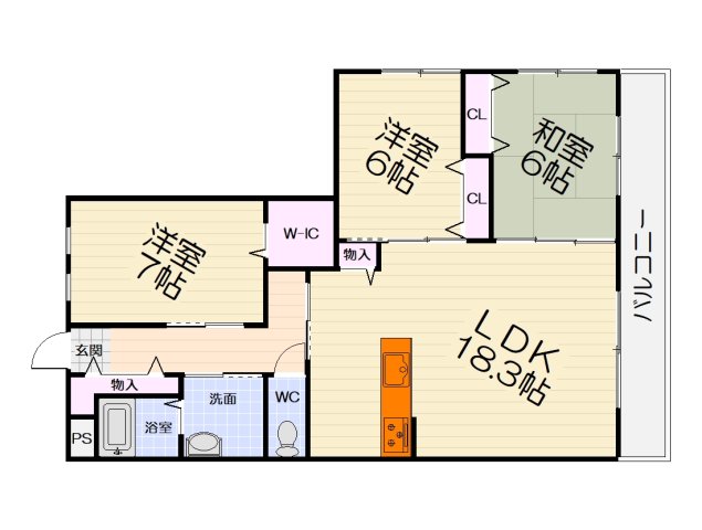 泉大津市旭町のマンションの間取り